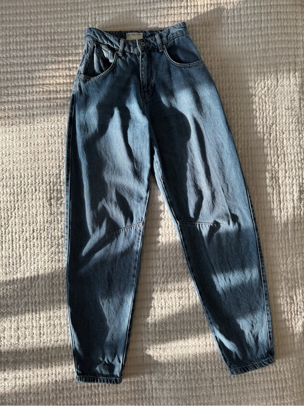 Free People Slim Barrel Jeans in Dark Blue